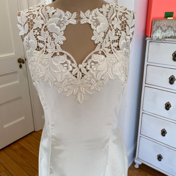 JESSICA MCCLINTOCK VINTAGE BRIDAL GOWN OFF WHITE - SIZE 10 - Picture 4 of 16